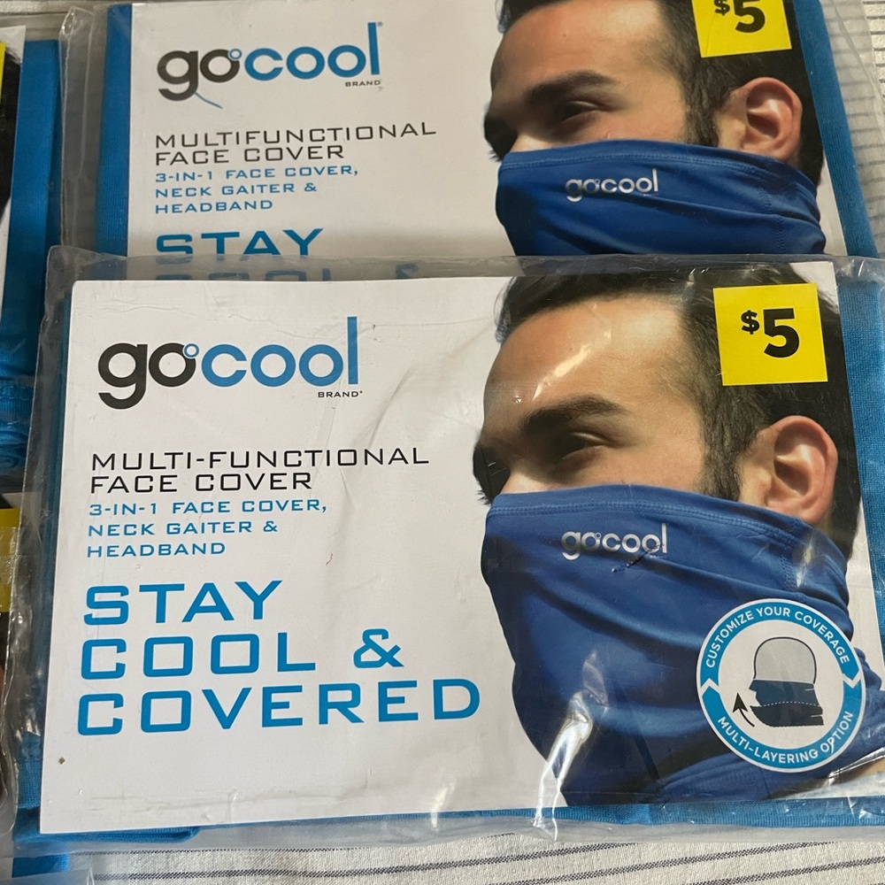 Go Cool Multi-Functional Face Cover Blue 3-In-1 Face, Neck Gaiter & Headband - Picture 2 of 3